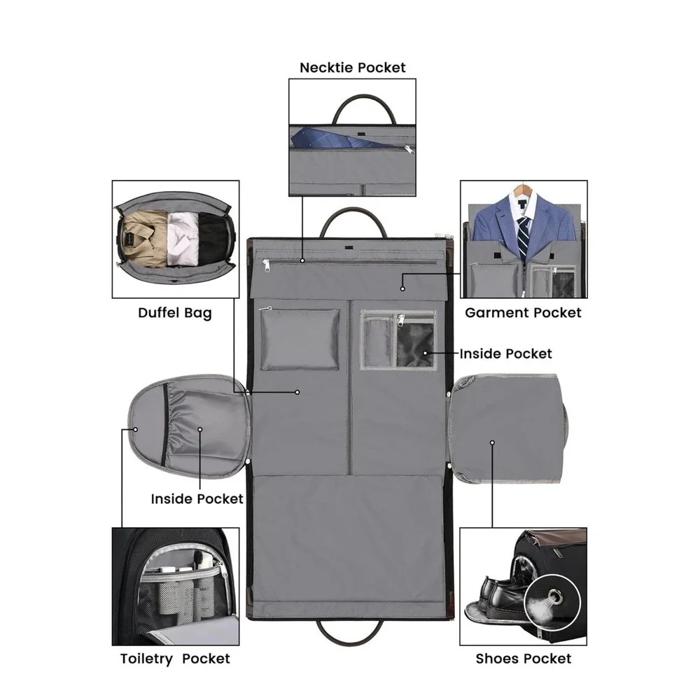 Garment Bags For Travel Duffle Bag With Shoe Pouch For Men Women Convertible Gar